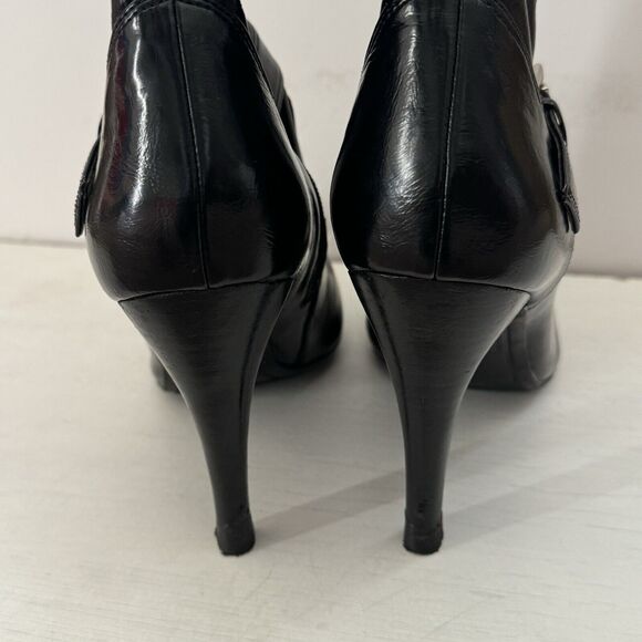 Marc Fisher Sishem Heeled Knee High Boots Pointed Toe 8M Black Goth Witchy - Picture 9 of 14